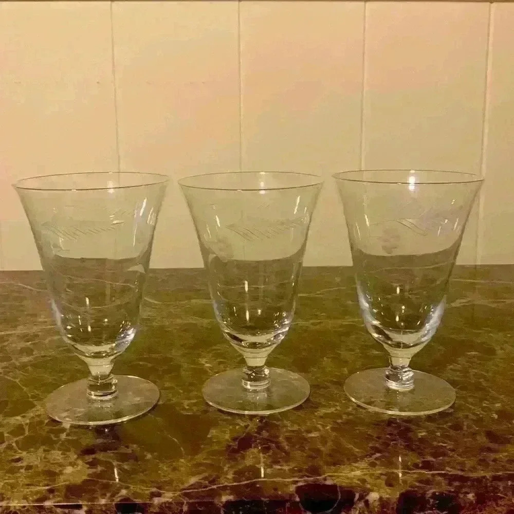 3 Vintage Iced Tea Crystal Glasses By George Borgfeldt...Pattern "Lynn"